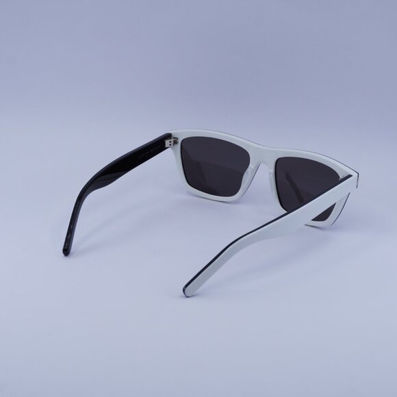 Saint Laurent SL274 004 Sunglasses Black/White Rectangle Frame, Grey Lenses - Picture 4 of 9